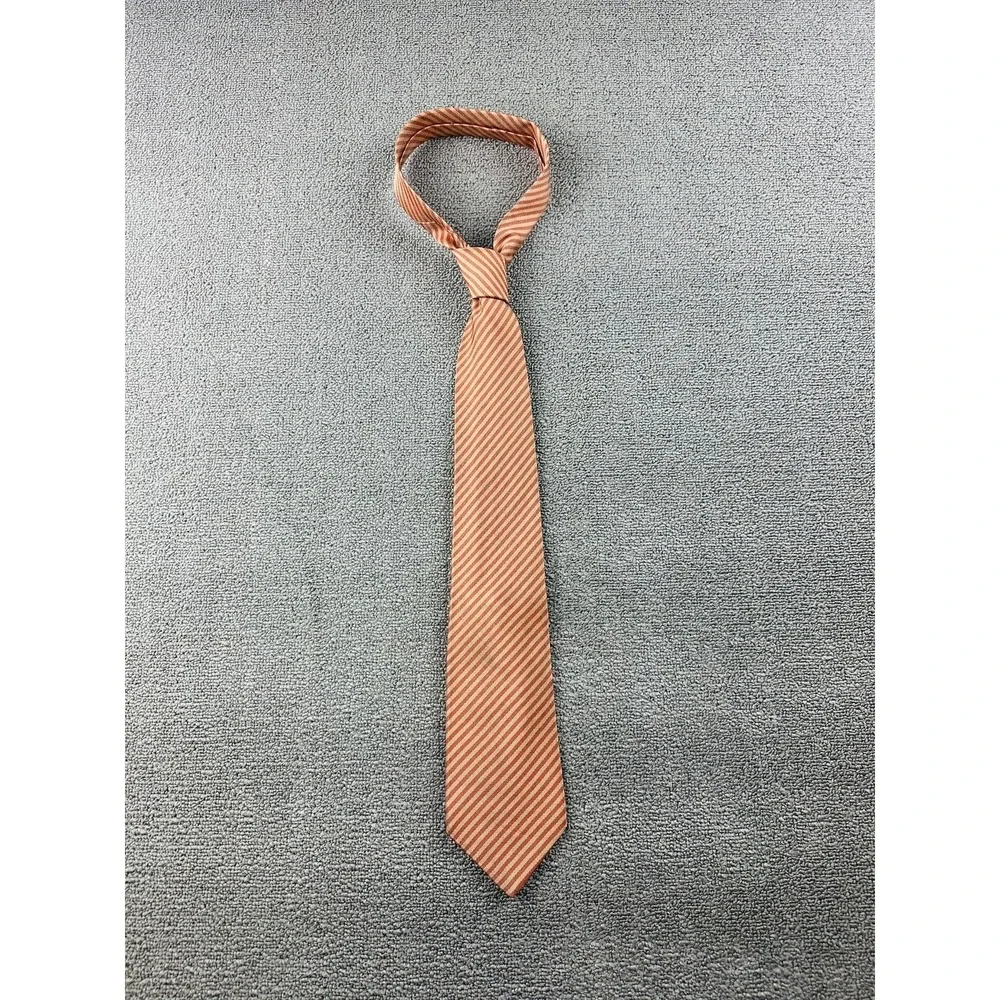 Gucci Classic Designer Tie Men Orange Silk Cotton Striped Italy Made Luxury